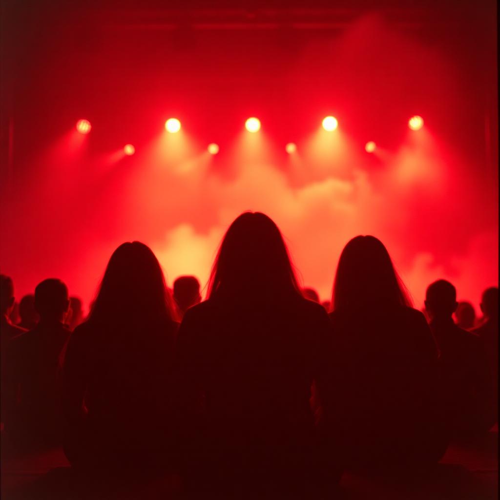 Visualisation générée par IA : rangée de participants allongés sous un éclairage rouge, visages hors cadre.